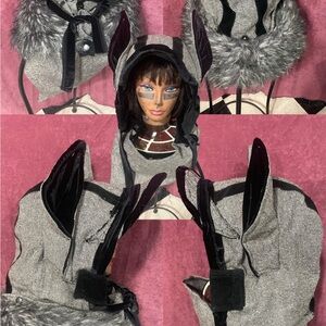 Hood cowl with ears and scarf